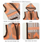 Grey Orange Aztec Pattern Hooded Long Knit Sweater Open Front Vest