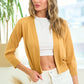 Women 3/4 Sleeve Open Front Knit Cropped Bolero