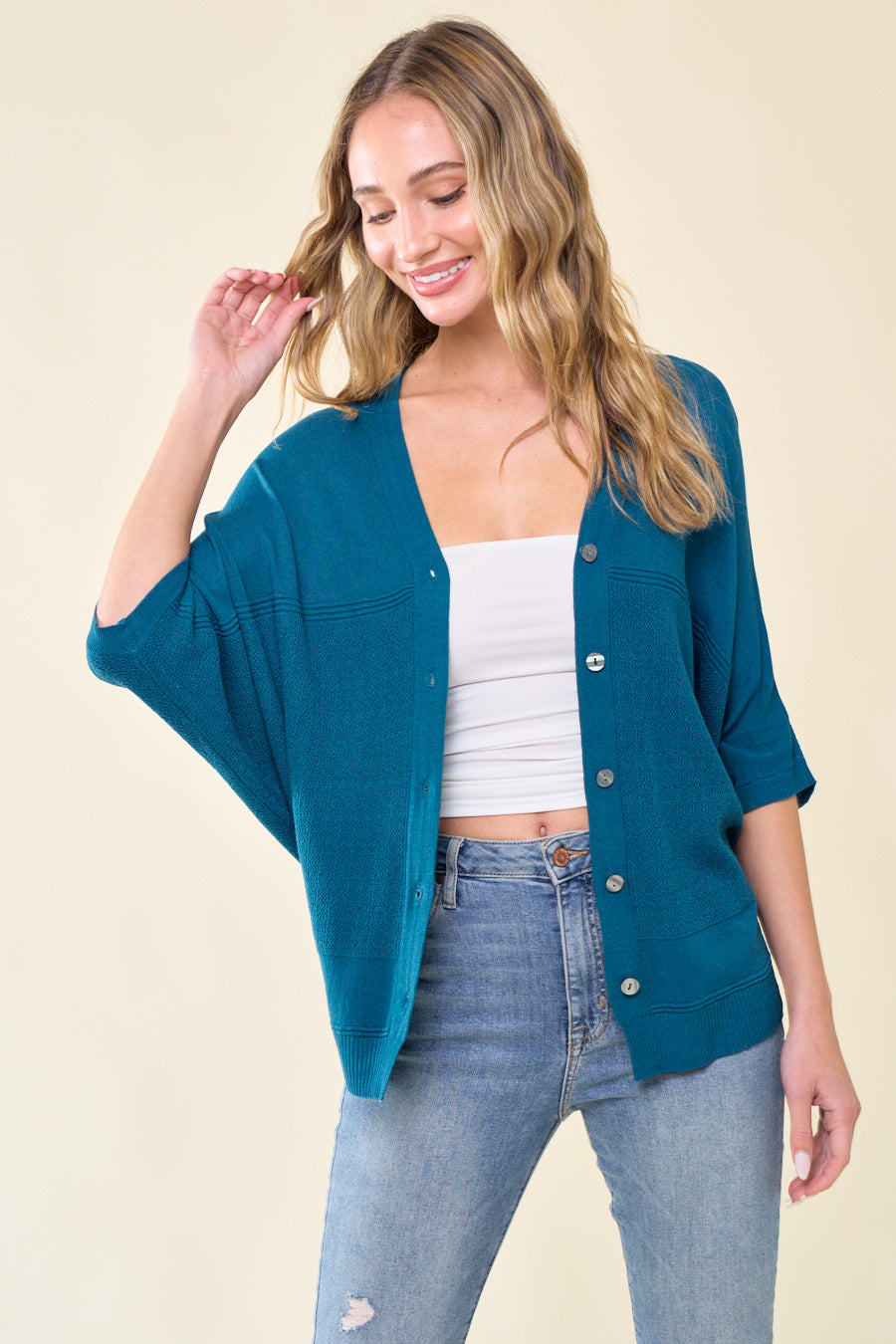 Women Lightweight Dolman Sleeve Cardigan