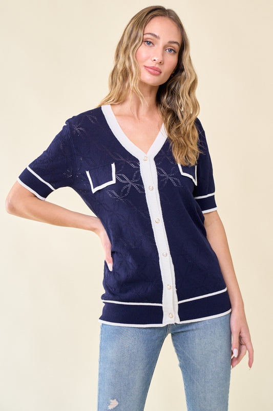 Women Lightweight Short Sleeve Cardigan